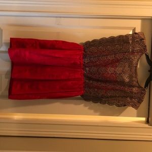 Ark and Co red and brown lace dress